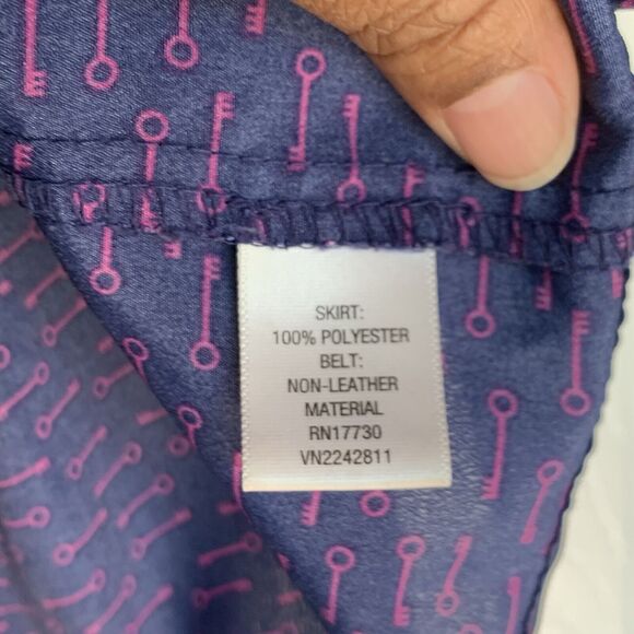 Xhilaration Skirt Large Blue With Purple Skeleton Keys button front belt loops - Picture 14 of 14